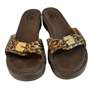 Dr. Scholl’s size 10 brown leopard print sandal rubber heel